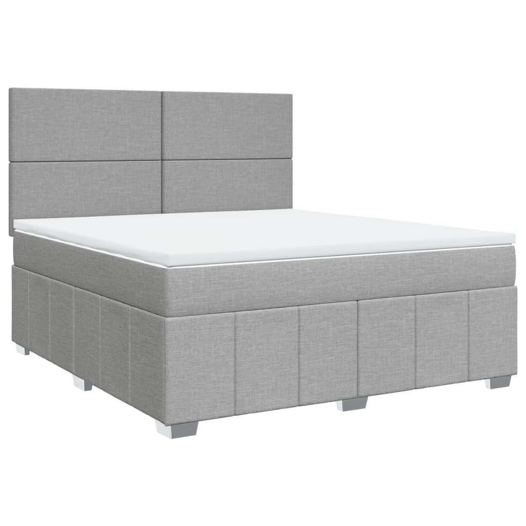 vidaXL Κρεβάτι Boxspring με Στρώμα Ανοιχτό Γκρι 180x200 εκ. Υφασμάτινο