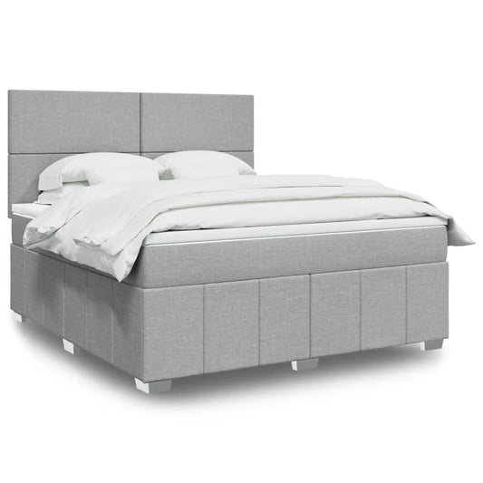 vidaXL Κρεβάτι Boxspring με Στρώμα Ανοιχτό Γκρι 180x200 εκ. Υφασμάτινο