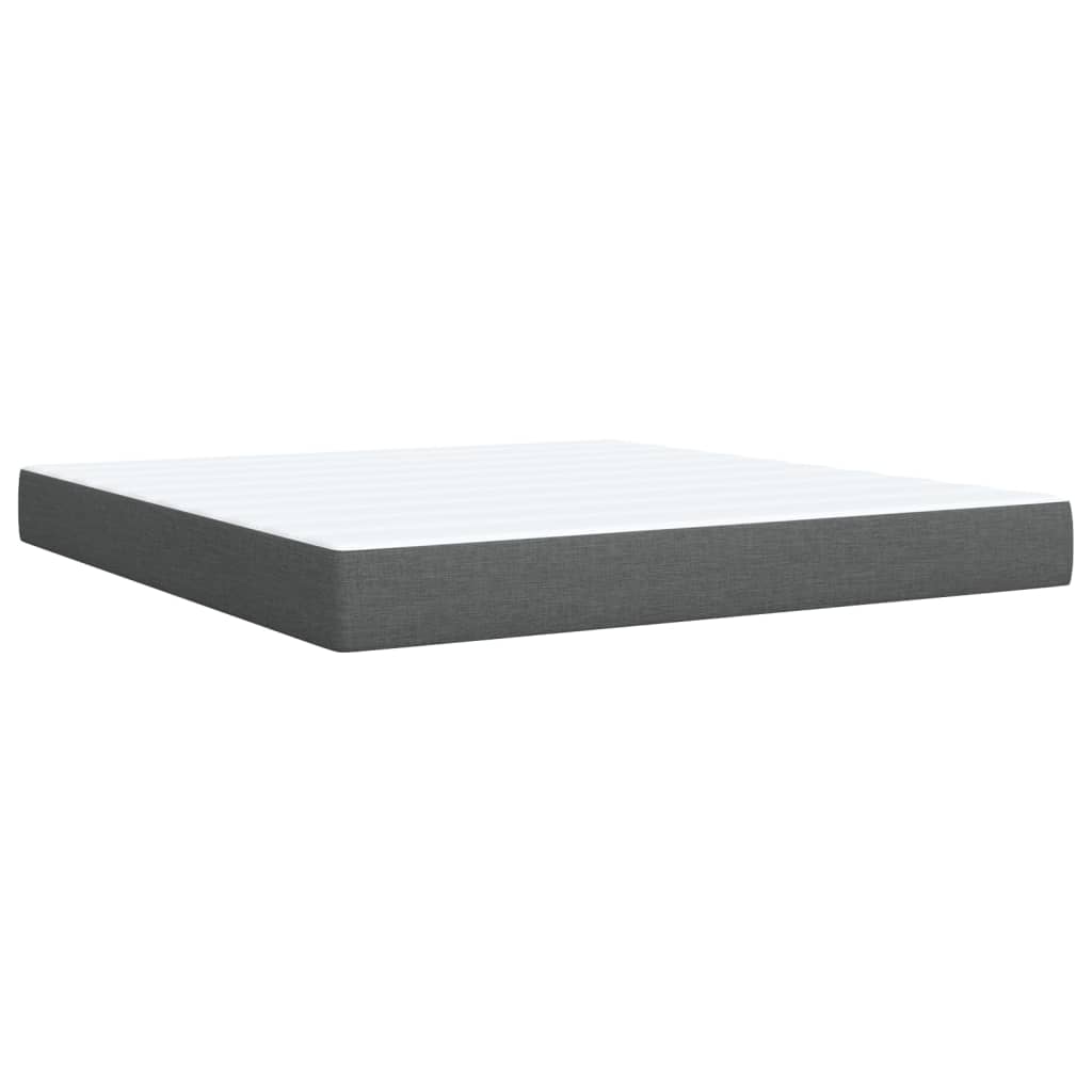vidaXL Κρεβάτι Boxspring με Στρώμα Σκούρο Γκρι 180x200 εκ Υφασμάτιν