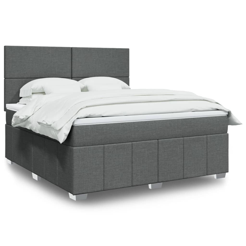vidaXL Κρεβάτι Boxspring με Στρώμα Σκούρο Γκρι 180x200 εκ Υφασμάτιν