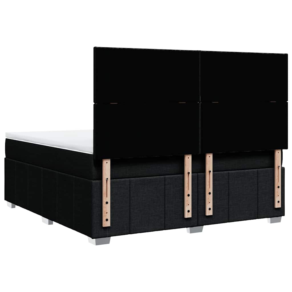 vidaXL Κρεβάτι Boxspring με Στρώμα Μαύρο 180x200 εκ. Υφασμάτινο