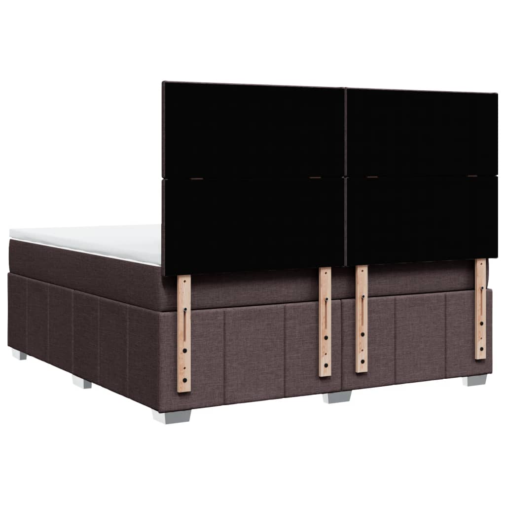 vidaXL Κρεβάτι Boxspring με Στρώμα Σκούρο Καφέ 180x200 εκ Υφασμάτινο