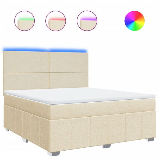 vidaXL Κρεβάτι Boxspring με Στρώμα Κρεμ 180x200 εκ. Υφασμάτινο