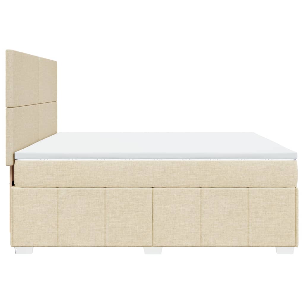 vidaXL Κρεβάτι Boxspring με Στρώμα Κρεμ 180x200 εκ. Υφασμάτινο