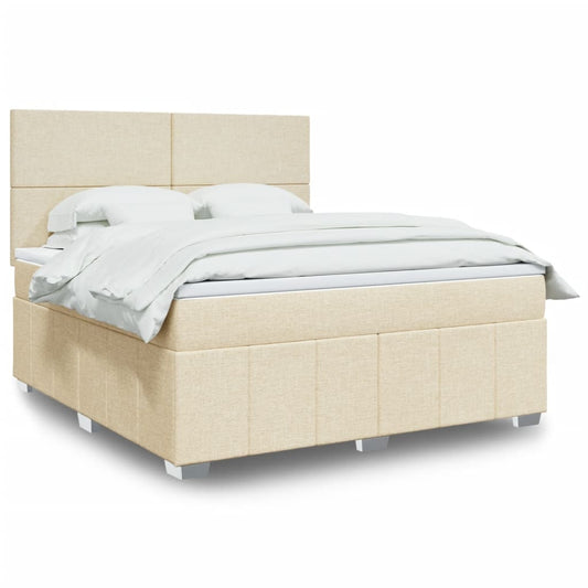 vidaXL Κρεβάτι Boxspring με Στρώμα Κρεμ 180x200 εκ. Υφασμάτινο