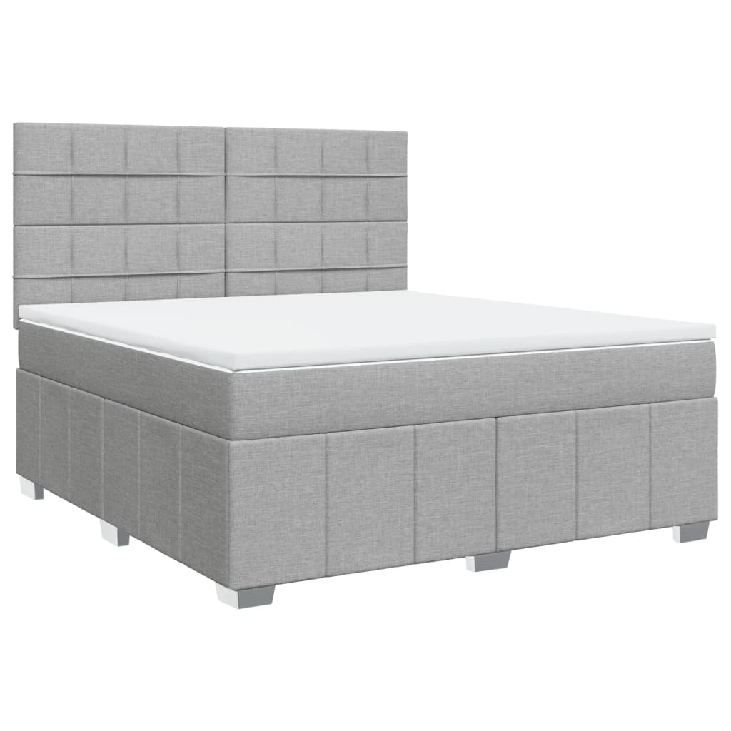 vidaXL Κρεβάτι Boxspring με Στρώμα Ανοιχτό Γκρι 180x200 εκ. Υφασμάτινο