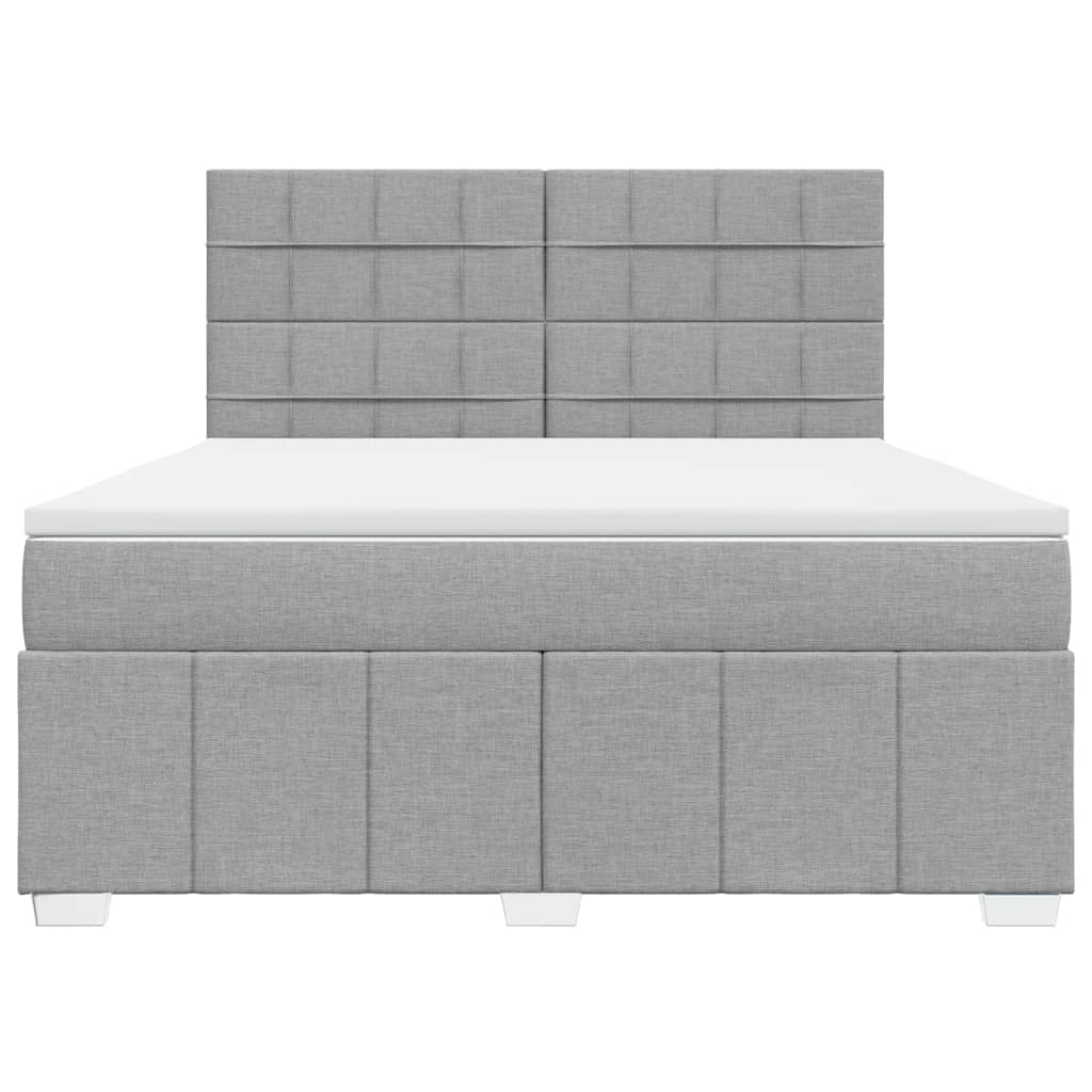 vidaXL Κρεβάτι Boxspring με Στρώμα Ανοιχτό Γκρι 180x200 εκ. Υφασμάτινο