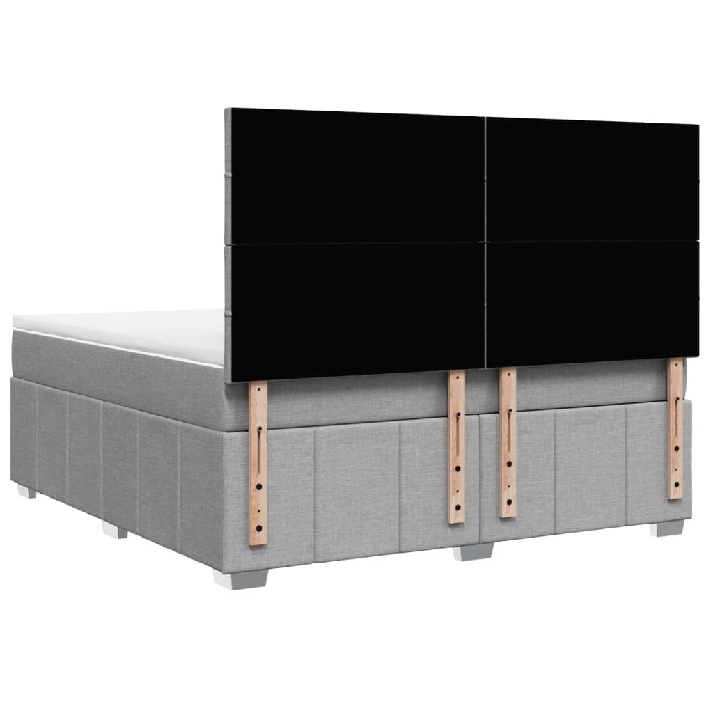 vidaXL Κρεβάτι Boxspring με Στρώμα Ανοιχτό Γκρι 180x200 εκ. Υφασμάτινο