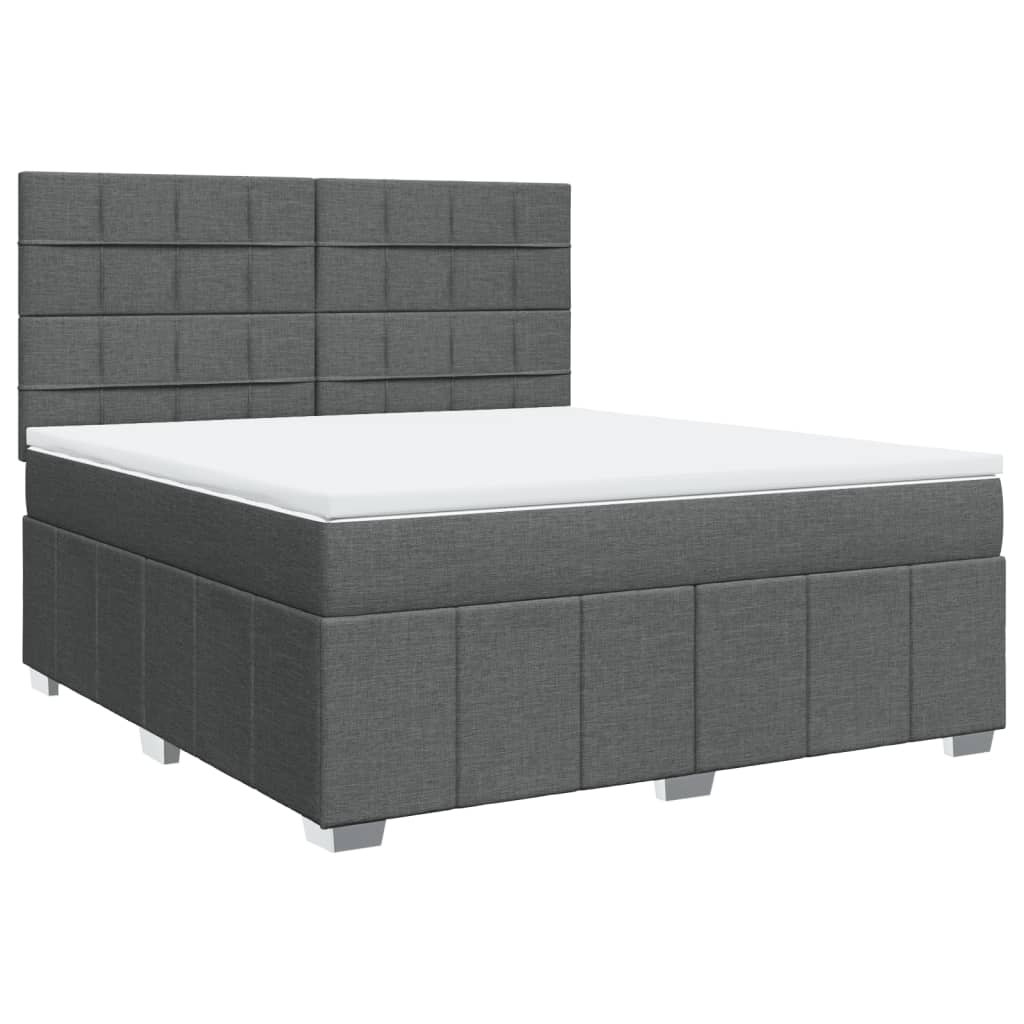 vidaXL Κρεβάτι Boxspring με Στρώμα Σκούρο Γκρι 180x200 εκ Υφασμάτιν