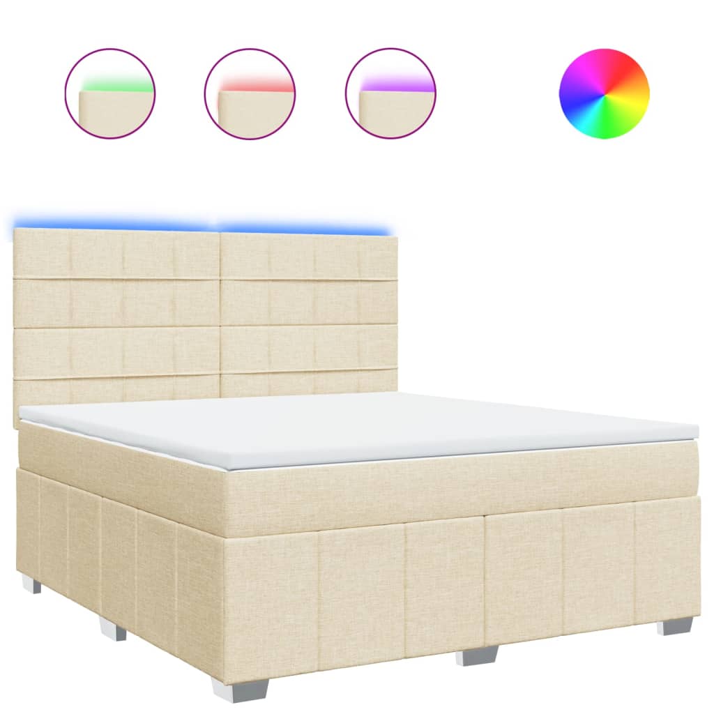 vidaXL Κρεβάτι Boxspring με Στρώμα Κρεμ 180x200 εκ. Υφασμάτινο