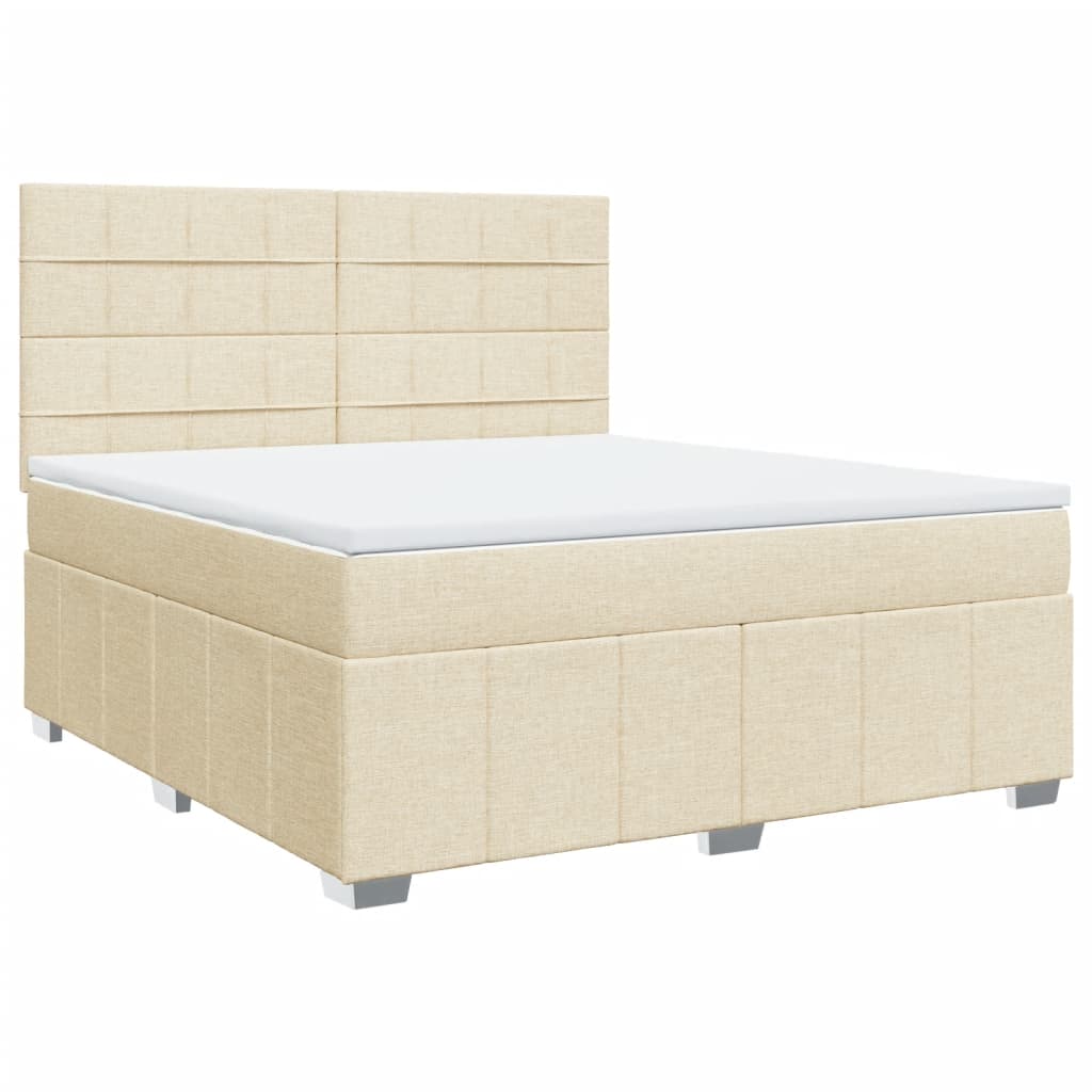 vidaXL Κρεβάτι Boxspring με Στρώμα Κρεμ 180x200 εκ. Υφασμάτινο