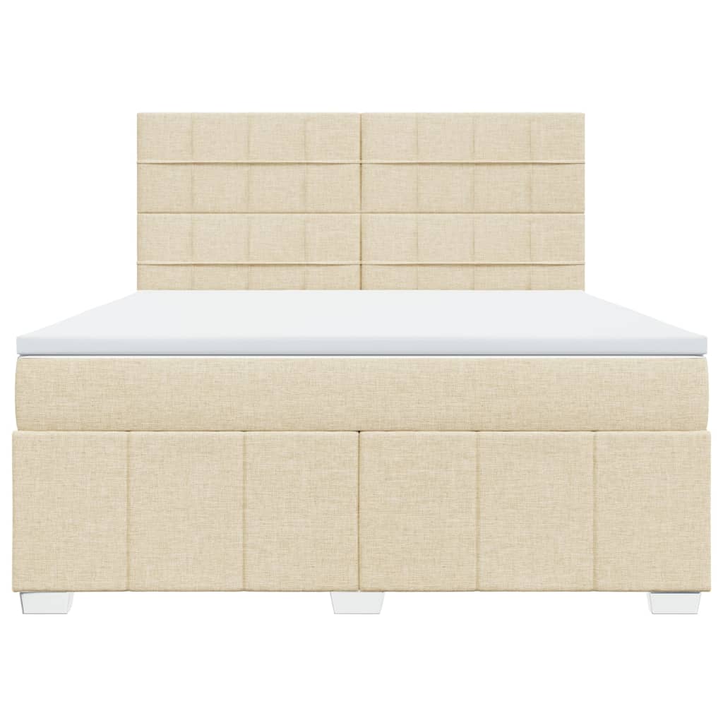 vidaXL Κρεβάτι Boxspring με Στρώμα Κρεμ 180x200 εκ. Υφασμάτινο