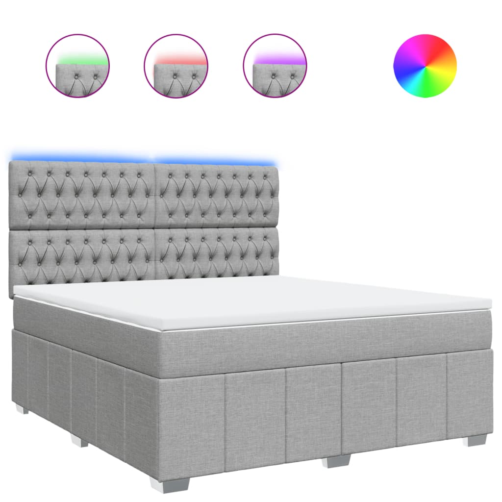vidaXL Κρεβάτι Boxspring με Στρώμα Ανοιχτό Γκρι 180x200 εκ. Υφασμάτινο