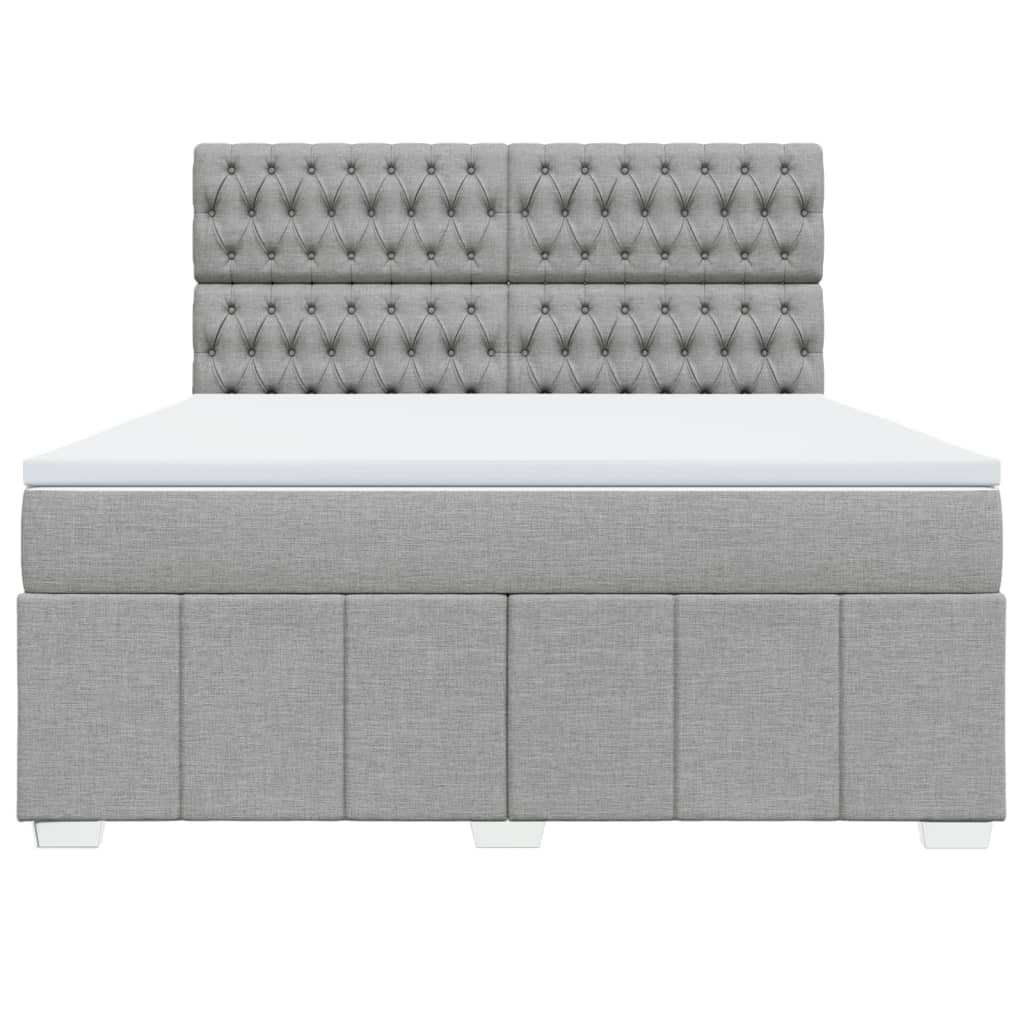 vidaXL Κρεβάτι Boxspring με Στρώμα Ανοιχτό Γκρι 180x200 εκ. Υφασμάτινο