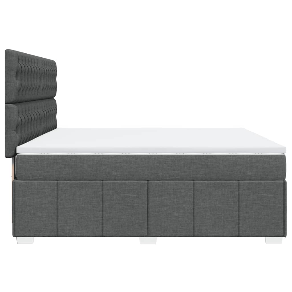 vidaXL Κρεβάτι Boxspring με Στρώμα Σκούρο Γκρι 180x200 εκ Υφασμάτιν