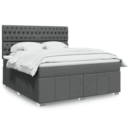 vidaXL Κρεβάτι Boxspring με Στρώμα Σκούρο Γκρι 180x200 εκ Υφασμάτιν