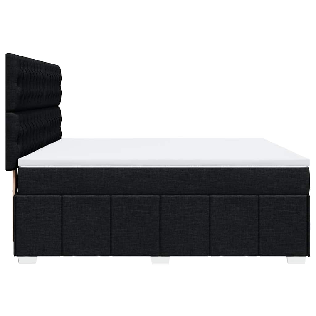 vidaXL Κρεβάτι Boxspring με Στρώμα Μαύρο 180x200 εκ. Υφασμάτινο