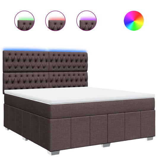 vidaXL Κρεβάτι Boxspring με Στρώμα Σκούρο Καφέ 180x200 εκ Υφασμάτινο