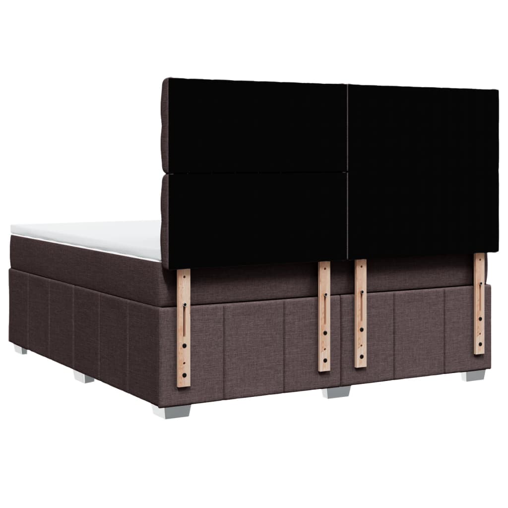 vidaXL Κρεβάτι Boxspring με Στρώμα Σκούρο Καφέ 180x200 εκ Υφασμάτινο