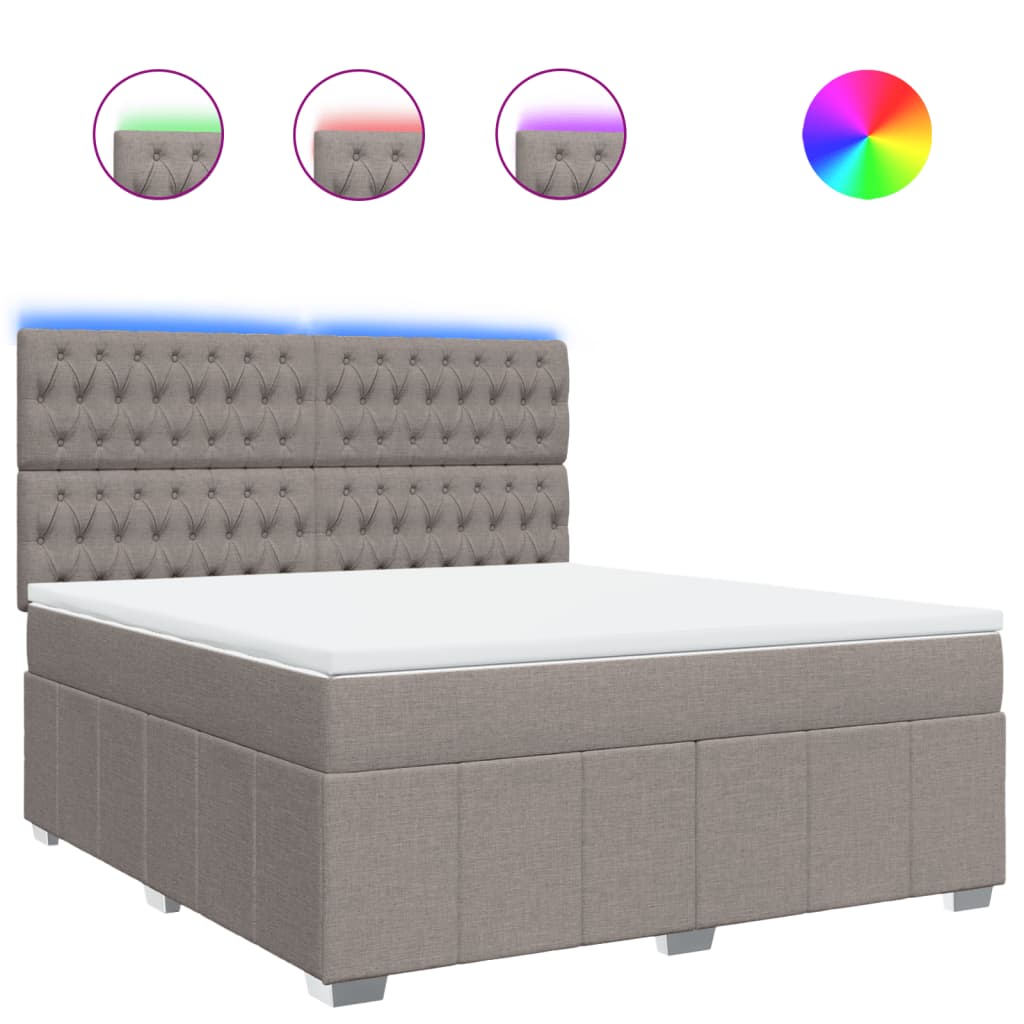 vidaXL Κρεβάτι Boxspring με Στρώμα Taupe 180x200 εκ. Υφασμάτινο