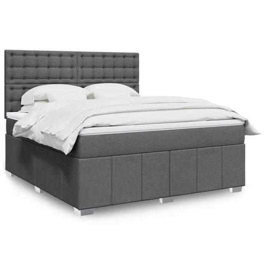 vidaXL Κρεβάτι Boxspring με Στρώμα Σκούρο Γκρι 180x200 εκ Υφασμάτιν