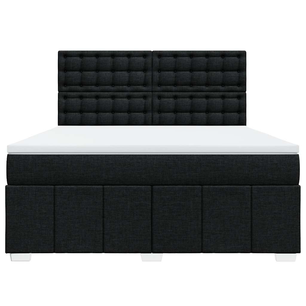 vidaXL Κρεβάτι Boxspring με Στρώμα Μαύρο 180x200 εκ. Υφασμάτινο