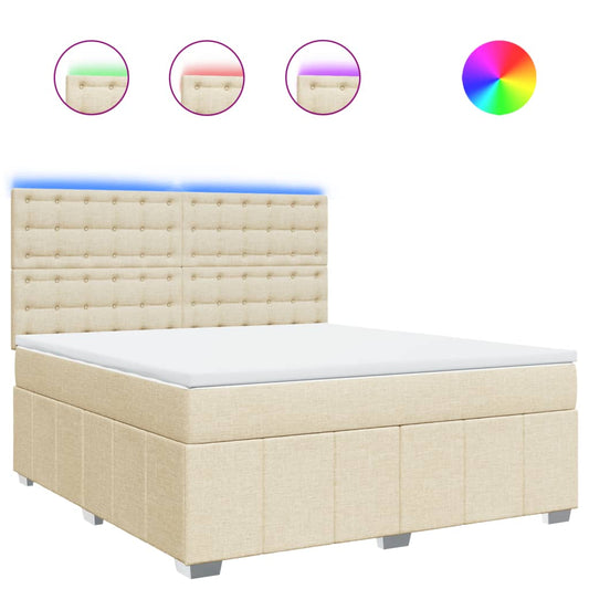 vidaXL Κρεβάτι Boxspring με Στρώμα Κρεμ 180x200 εκ. Υφασμάτινο