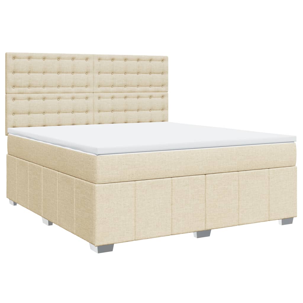 vidaXL Κρεβάτι Boxspring με Στρώμα Κρεμ 180x200 εκ. Υφασμάτινο
