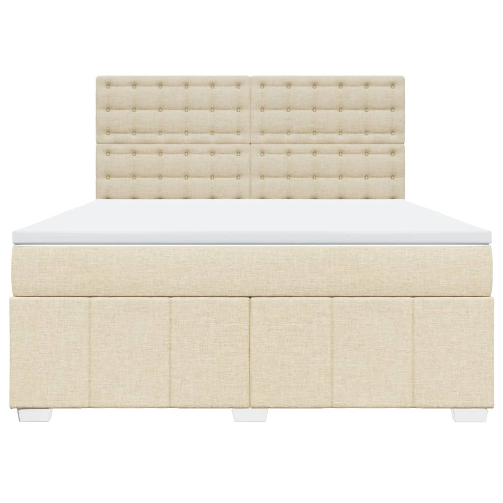 vidaXL Κρεβάτι Boxspring με Στρώμα Κρεμ 180x200 εκ. Υφασμάτινο