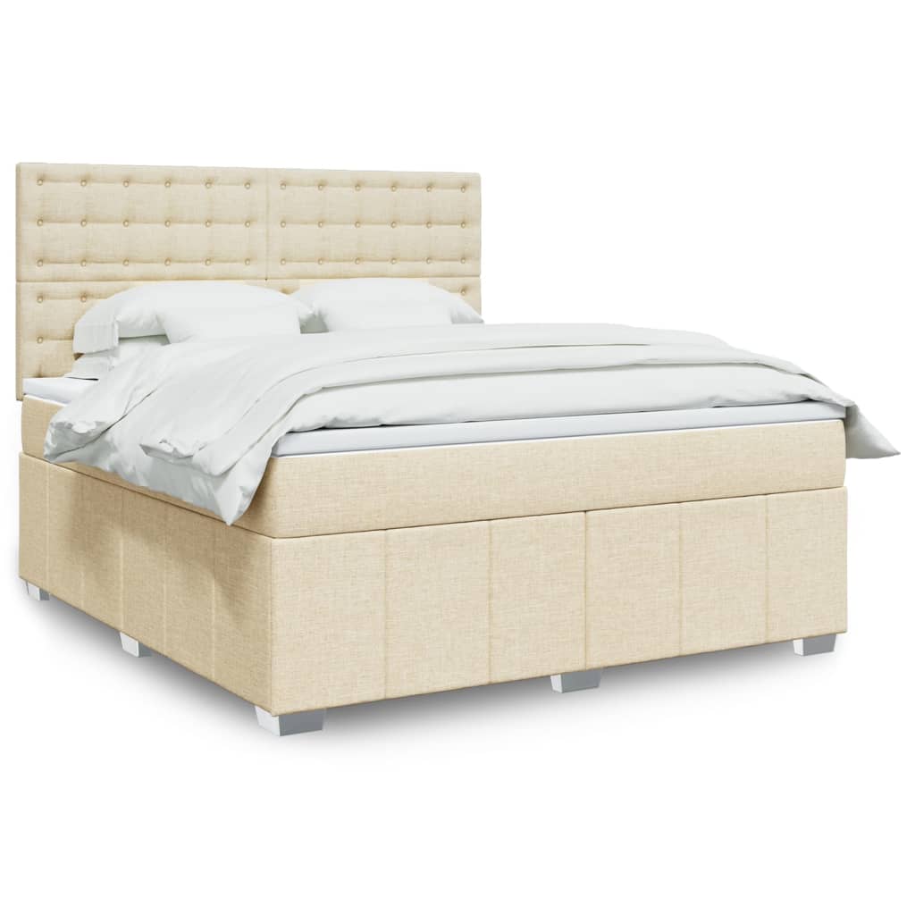 vidaXL Κρεβάτι Boxspring με Στρώμα Κρεμ 180x200 εκ. Υφασμάτινο