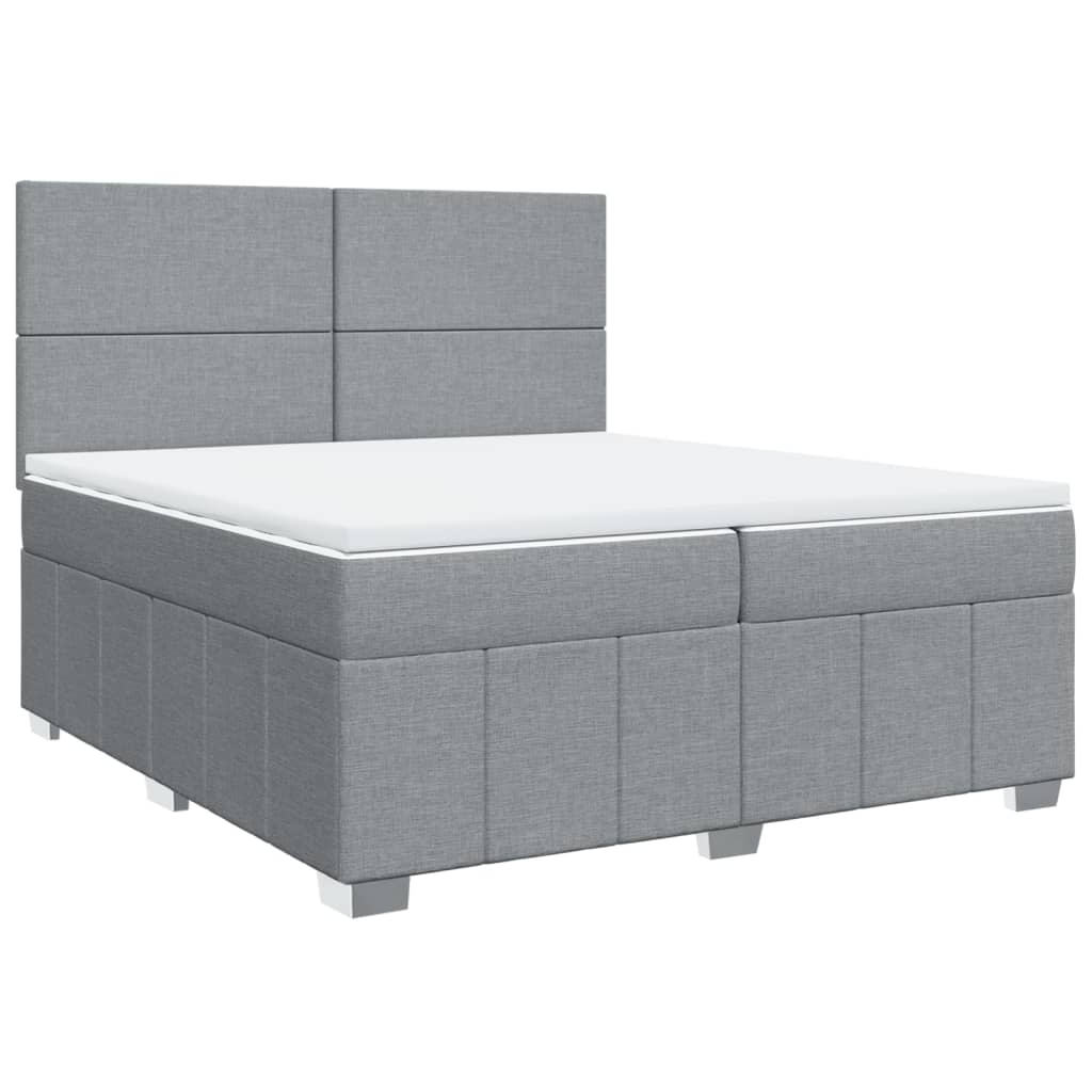 vidaXL Κρεβάτι Boxspring με Στρώμα Ανοιχτό Γκρι 200x200 εκ. Υφασμάτινο