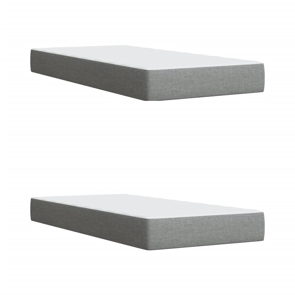 vidaXL Κρεβάτι Boxspring με Στρώμα Ανοιχτό Γκρι 200x200 εκ. Υφασμάτινο