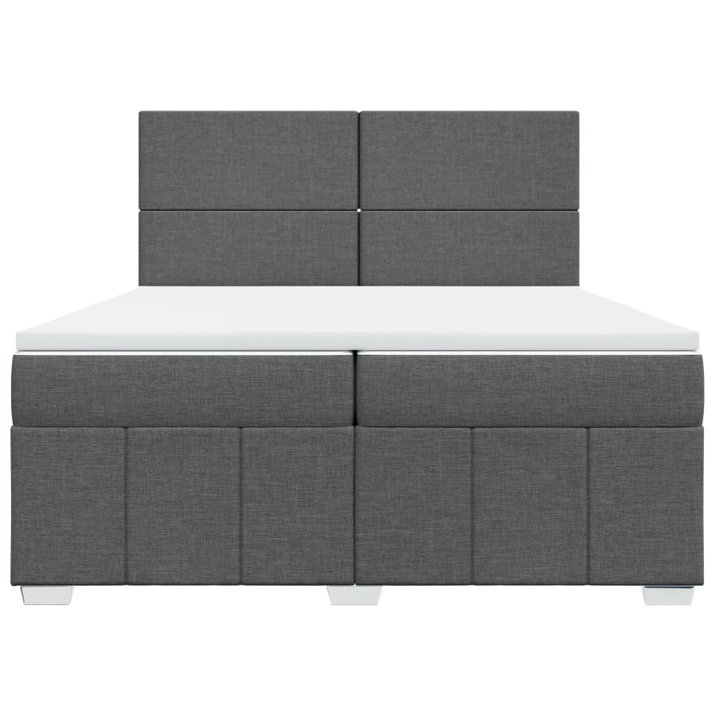 vidaXL Κρεβάτι Boxspring με Στρώμα Σκούρο Γκρι 200x200 εκ. Υφασμάτινο
