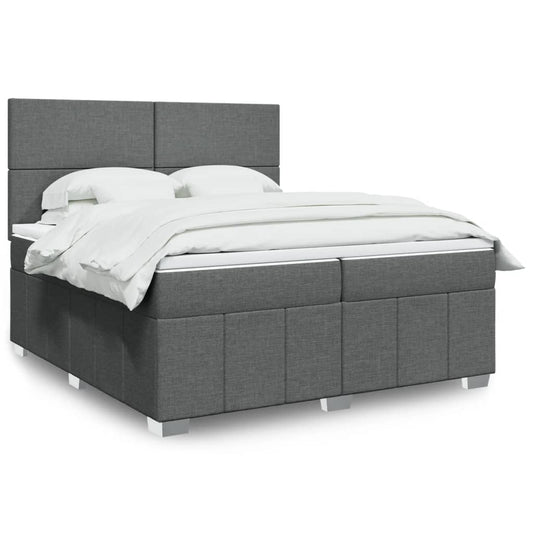 vidaXL Κρεβάτι Boxspring με Στρώμα Σκούρο Γκρι 200x200 εκ. Υφασμάτινο