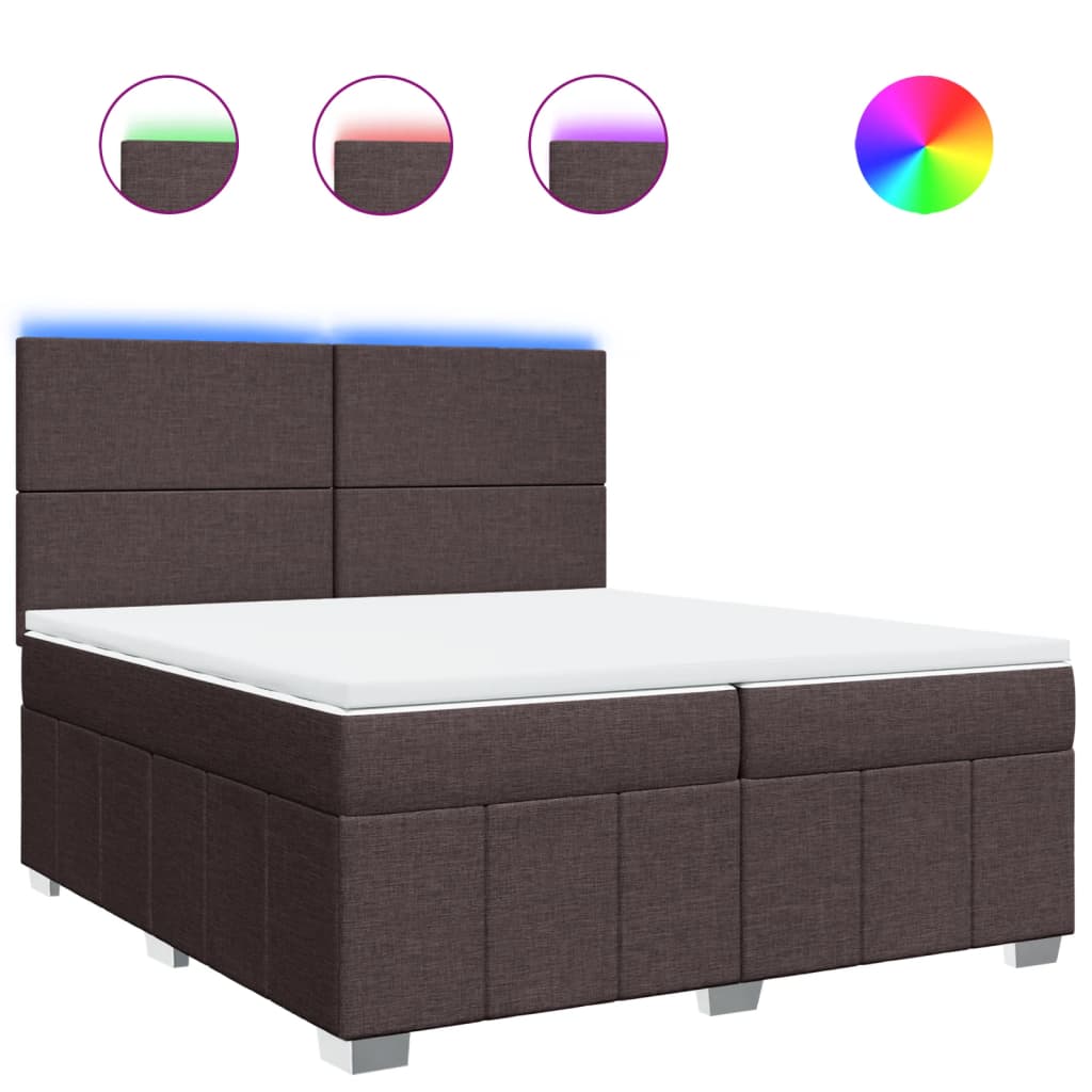 vidaXL Κρεβάτι Boxspring με Στρώμα Σκούρο Καφέ 200x200 εκ. Υφασμάτινο