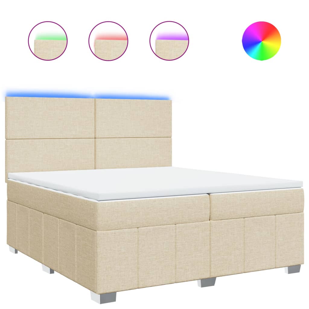 vidaXL Κρεβάτι Boxspring με Στρώμα Κρεμ 200x200 εκ. Υφασμάτινο