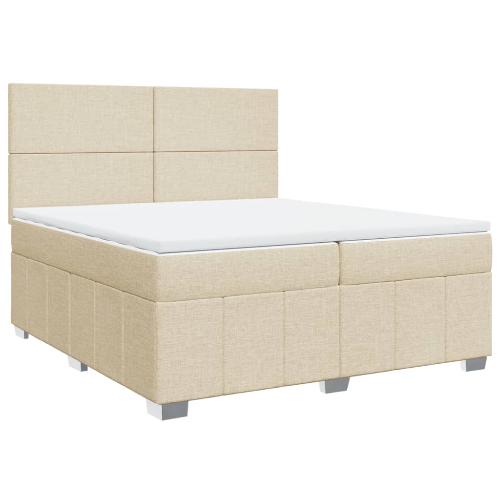 vidaXL Κρεβάτι Boxspring με Στρώμα Κρεμ 200x200 εκ. Υφασμάτινο