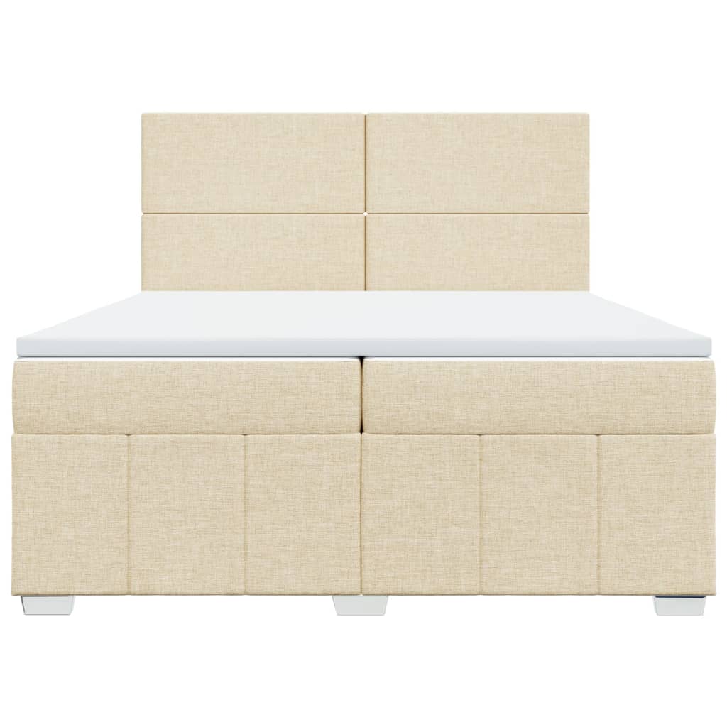 vidaXL Κρεβάτι Boxspring με Στρώμα Κρεμ 200x200 εκ. Υφασμάτινο