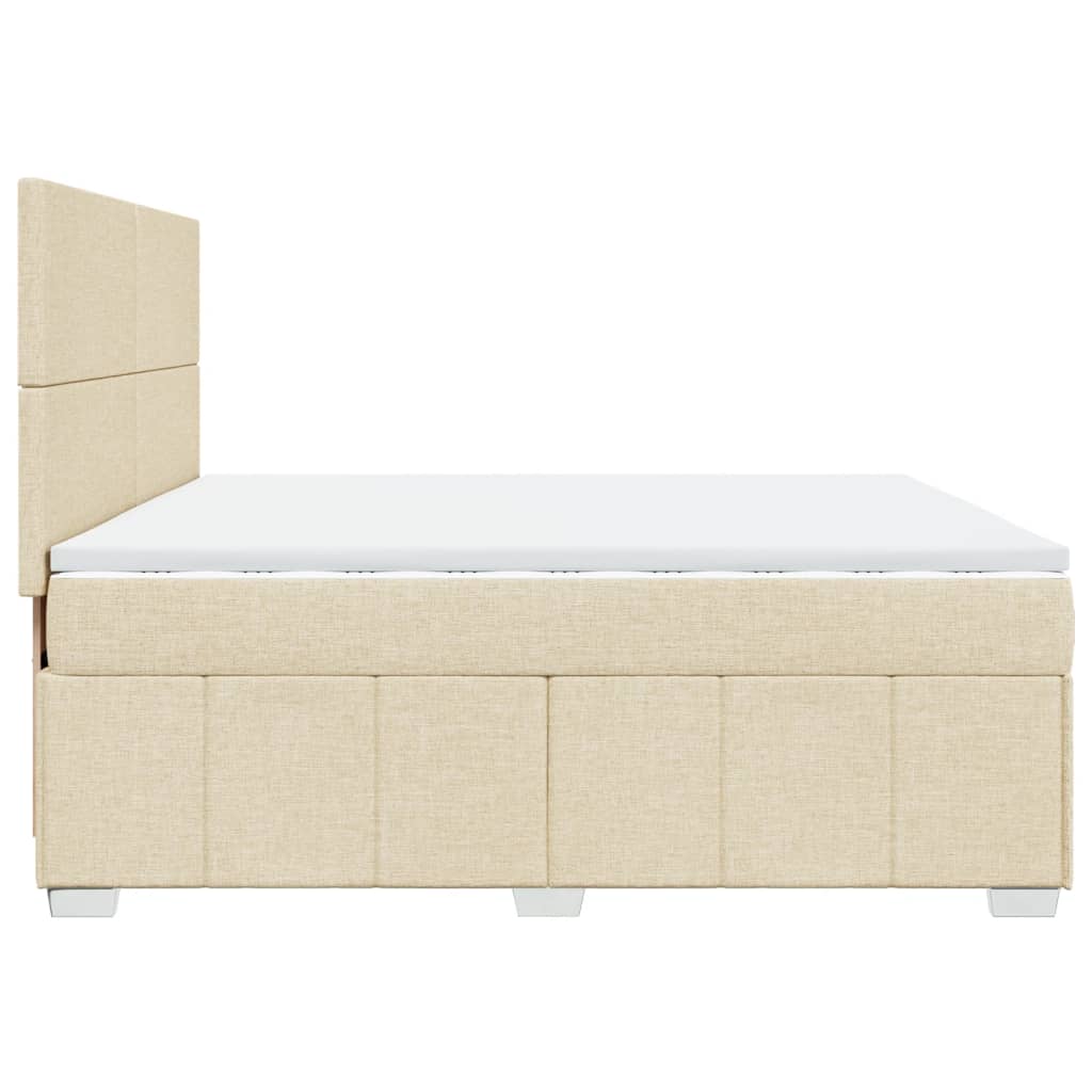 vidaXL Κρεβάτι Boxspring με Στρώμα Κρεμ 200x200 εκ. Υφασμάτινο