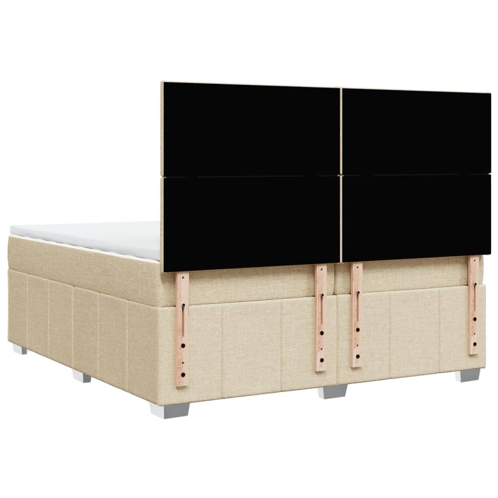 vidaXL Κρεβάτι Boxspring με Στρώμα Κρεμ 200x200 εκ. Υφασμάτινο