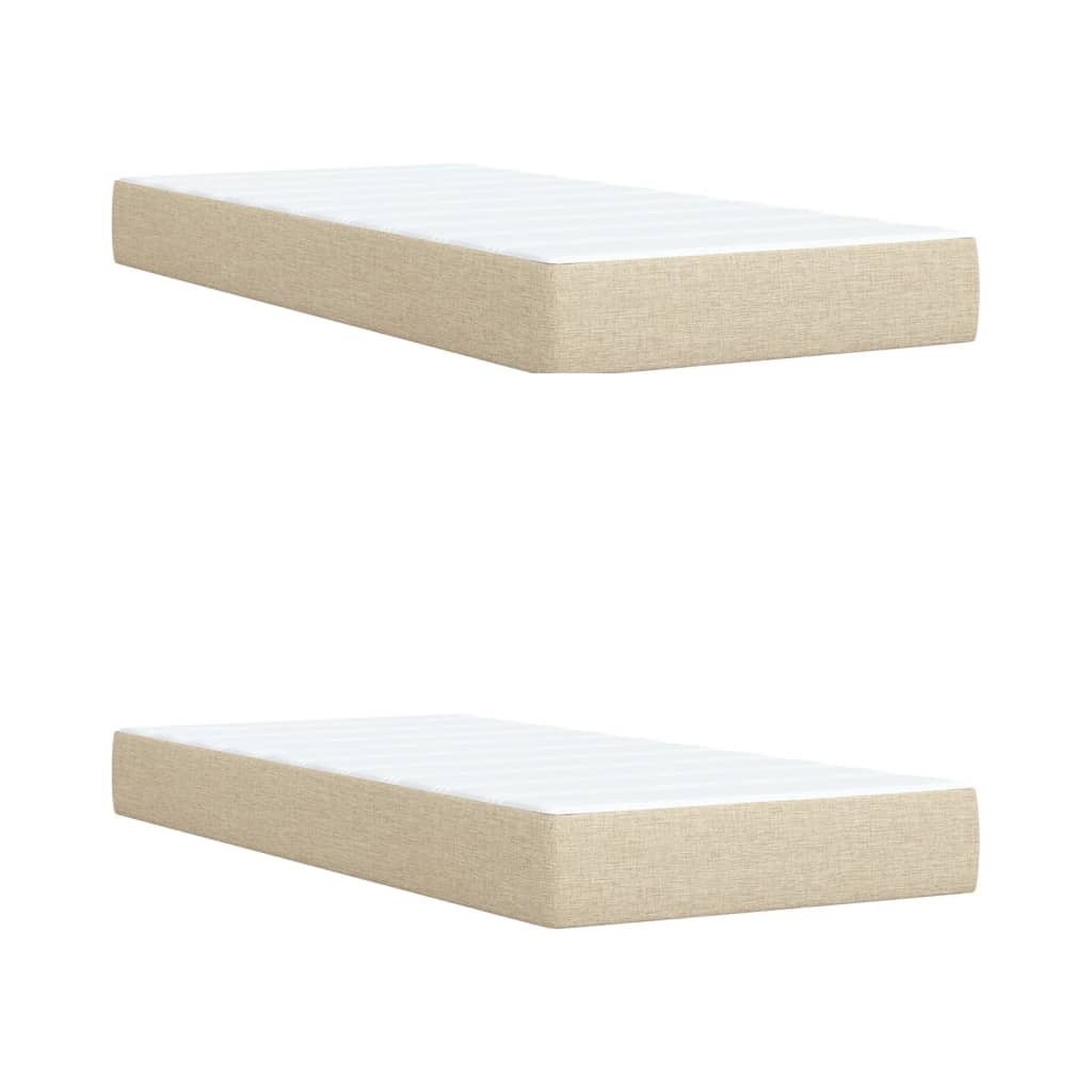vidaXL Κρεβάτι Boxspring με Στρώμα Κρεμ 200x200 εκ. Υφασμάτινο