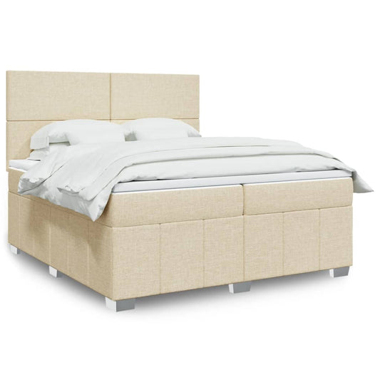 vidaXL Κρεβάτι Boxspring με Στρώμα Κρεμ 200x200 εκ. Υφασμάτινο