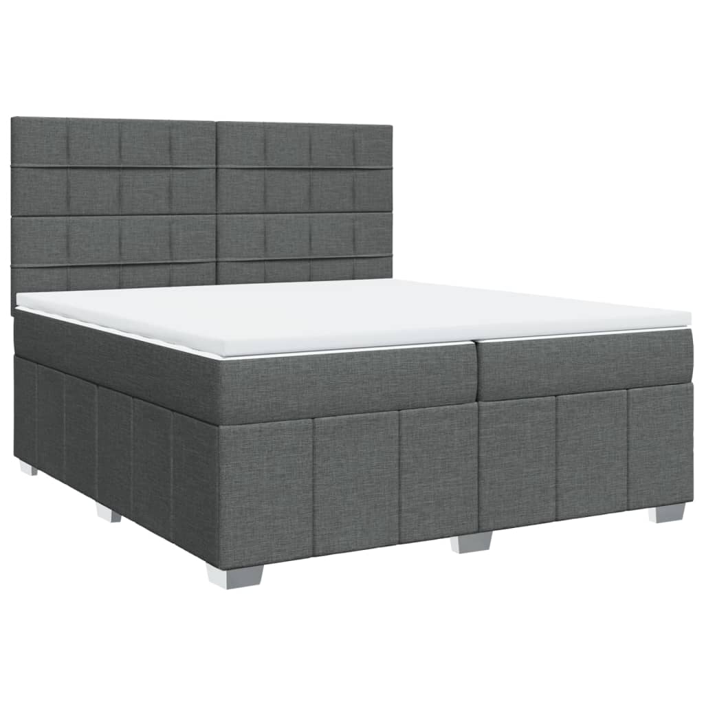vidaXL Κρεβάτι Boxspring με Στρώμα Σκούρο Γκρι 200x200 εκ. Υφασμάτινο