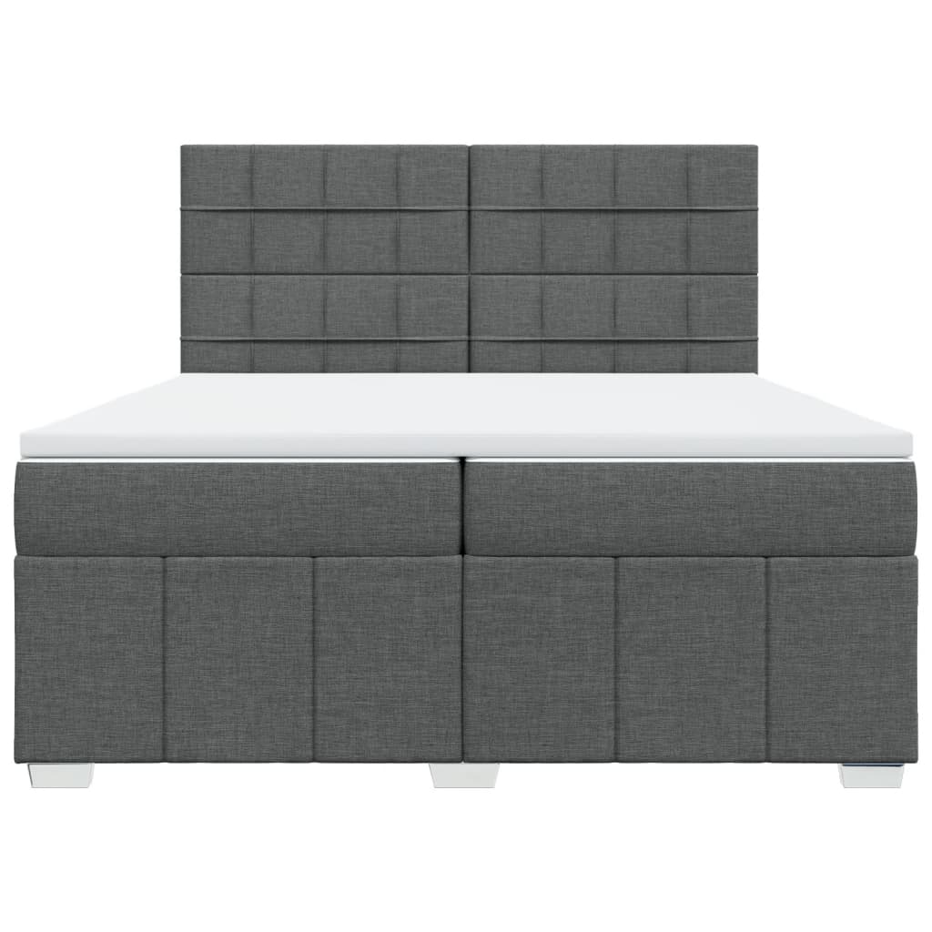 vidaXL Κρεβάτι Boxspring με Στρώμα Σκούρο Γκρι 200x200 εκ. Υφασμάτινο
