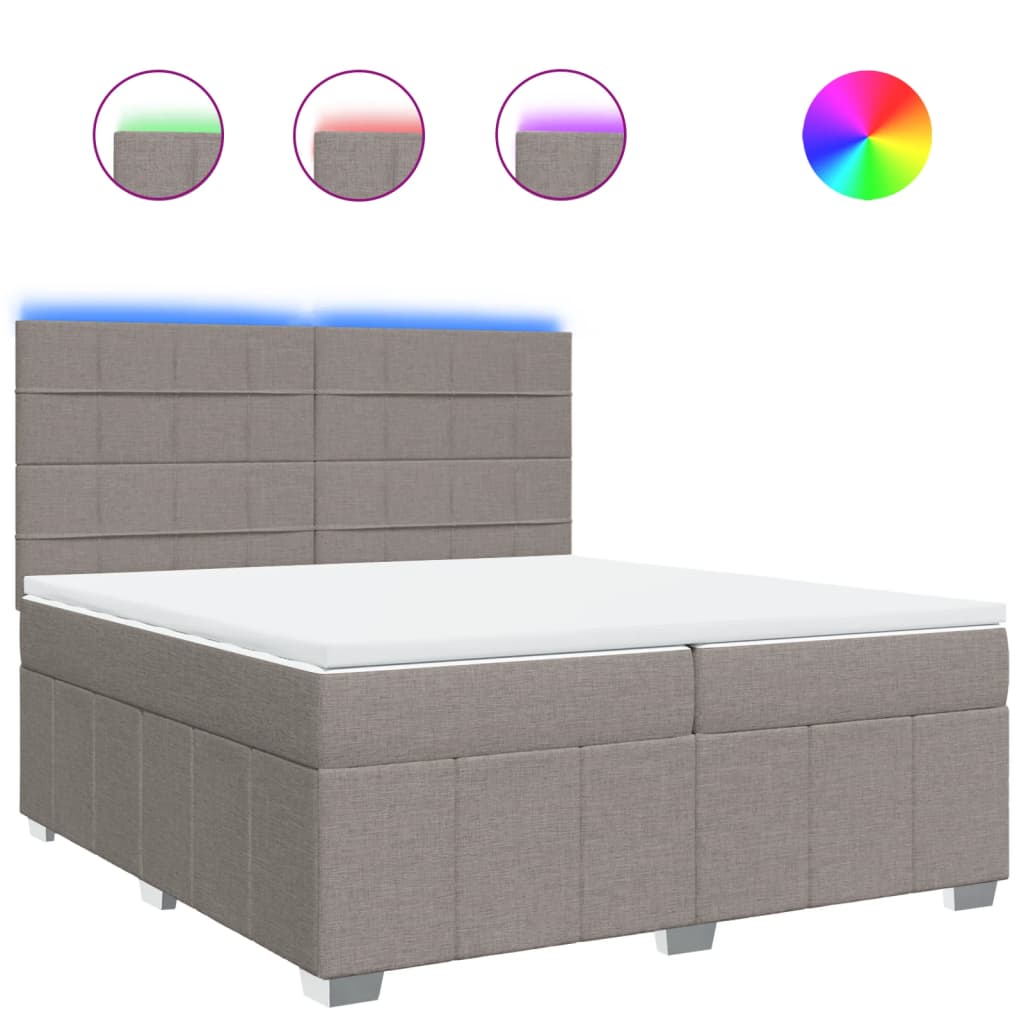 vidaXL Κρεβάτι Boxspring με Στρώμα Taupe 200x200 εκ. Υφασμάτινο