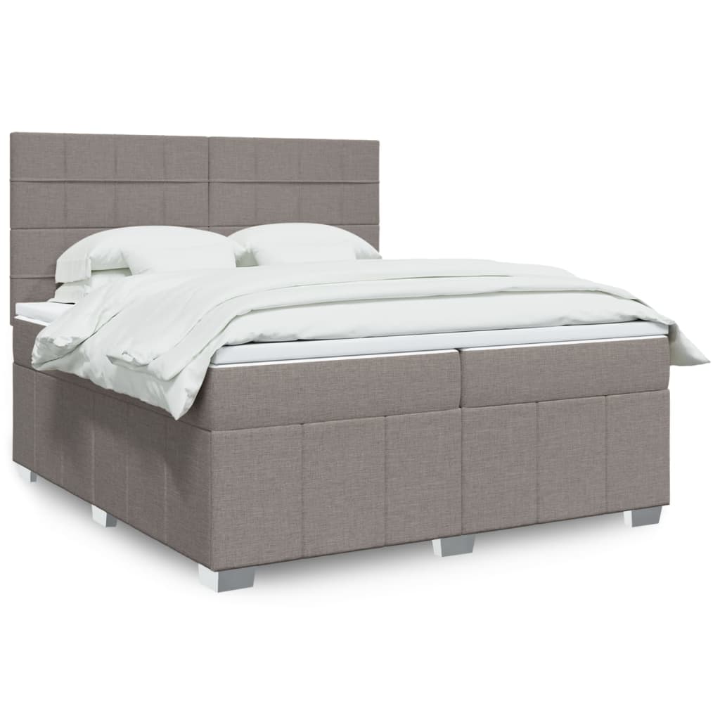 vidaXL Κρεβάτι Boxspring με Στρώμα Taupe 200x200 εκ. Υφασμάτινο