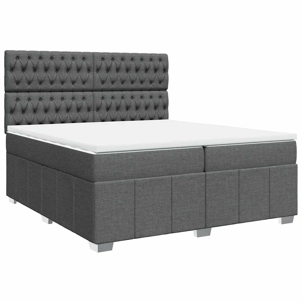 vidaXL Κρεβάτι Boxspring με Στρώμα Σκούρο Γκρι 200x200 εκ. Υφασμάτινο