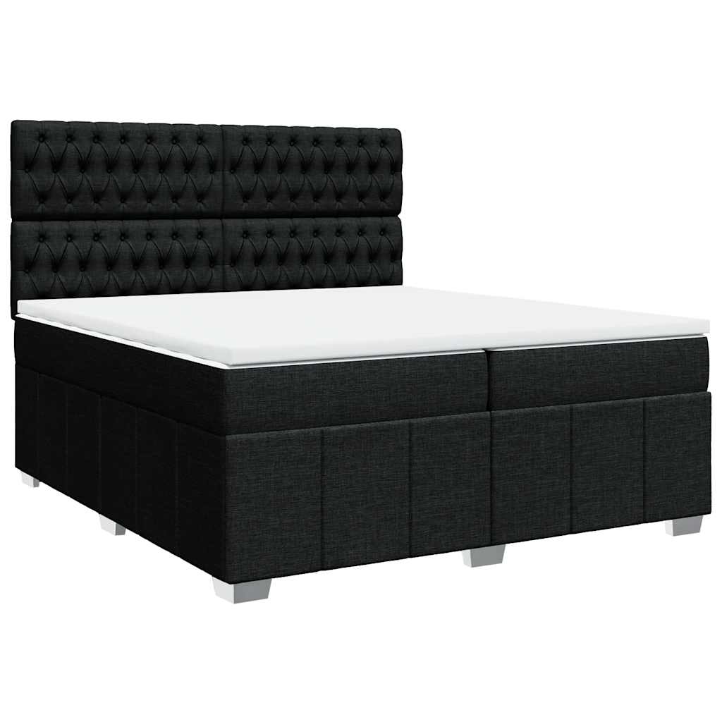 vidaXL Κρεβάτι Boxspring με Στρώμα Μαύρο 200x200 εκ. Υφασμάτινο