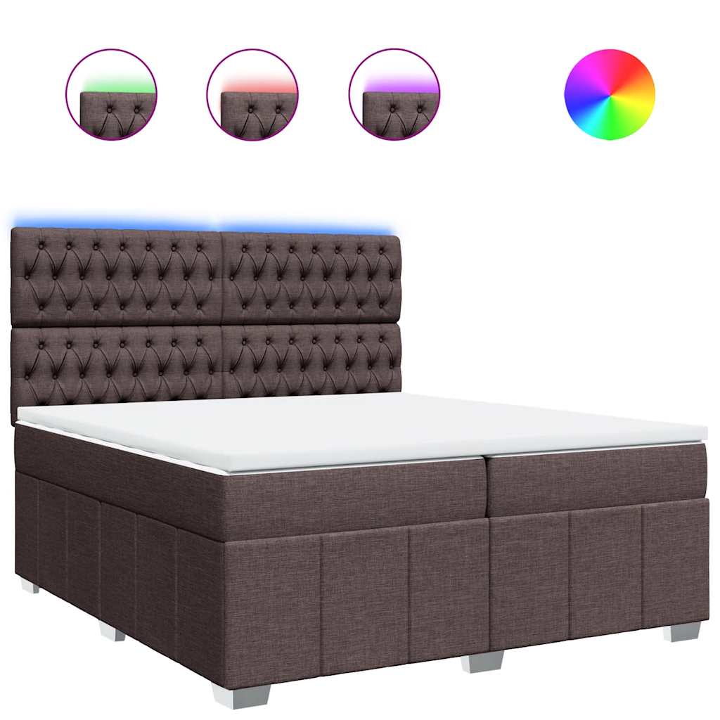 vidaXL Κρεβάτι Boxspring με Στρώμα Σκούρο Καφέ 200x200 εκ. Υφασμάτινο