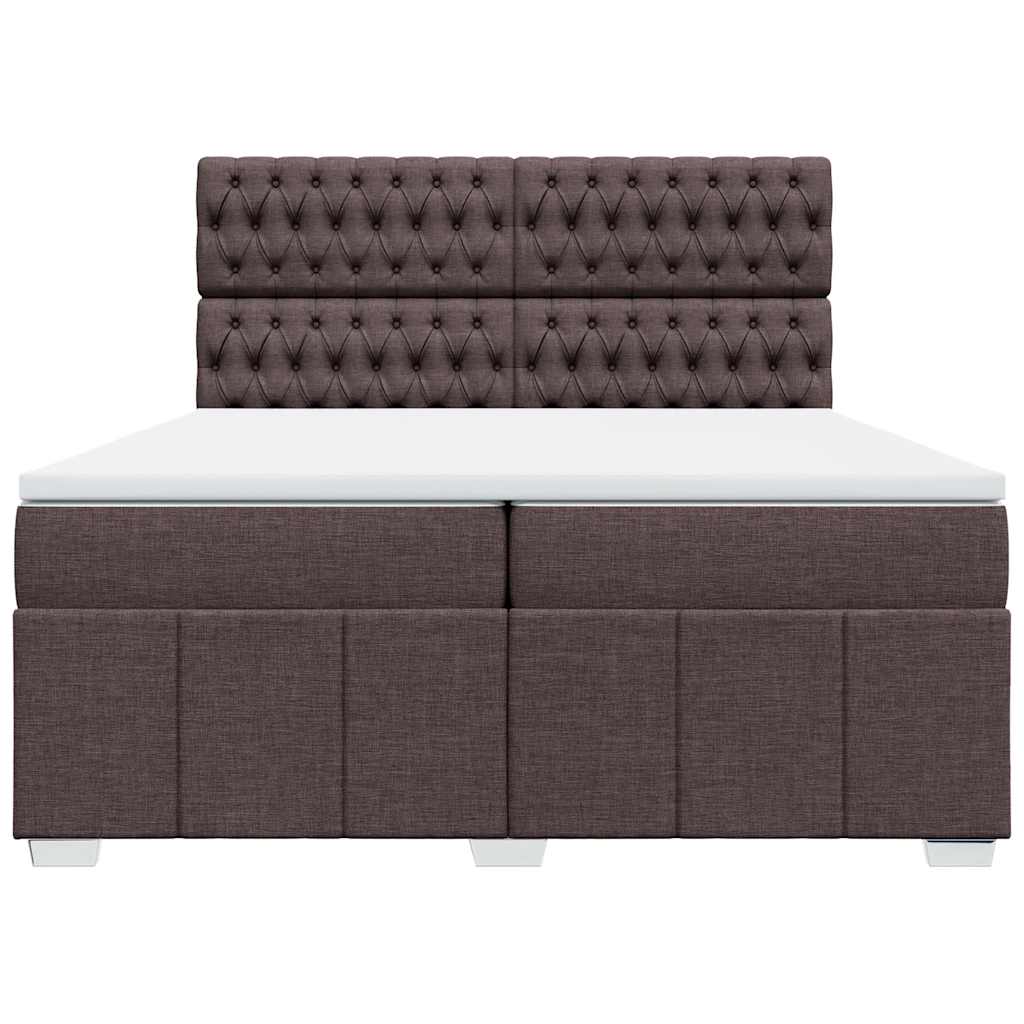 vidaXL Κρεβάτι Boxspring με Στρώμα Σκούρο Καφέ 200x200 εκ. Υφασμάτινο